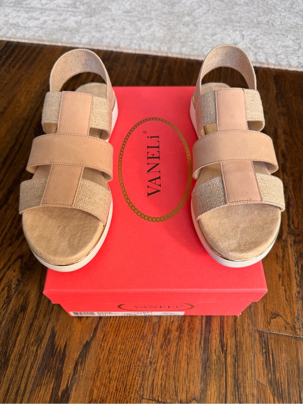 Vaneli Engie Natural Linen Sandals